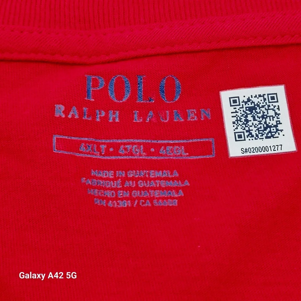 Polo Ralph Lauren Men 4XLT Red Short Sleeve Pon Logo Crewneck T-Shirt Extra Tall